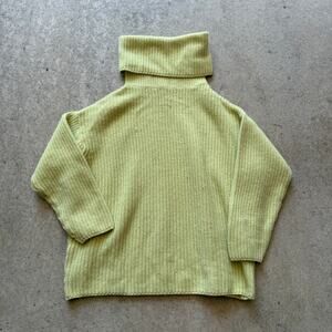 Women's Vintage Saks Fifth Avenue Cashmere Green Yellow Ribbed Knit Sweater Sz M